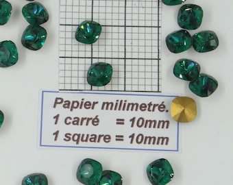 4470 8  E  * 12/24 Swarovski crystal stones 4470 square/round 8mm point back EMERALD