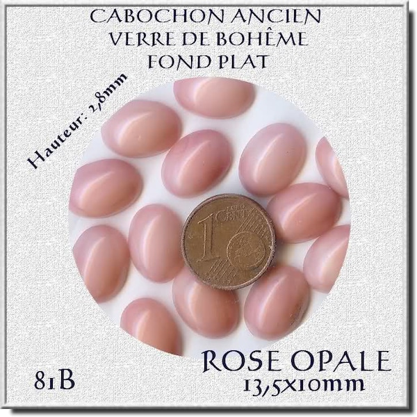 81b *** 12 vintage cabochons oval flat back PINK