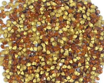 FLASH SALE No. 53 * 1440 Swarovski rhinestones - réf. 1100 PP32 (4mm) round chaton conical base madeira topaz*Full pack genuine Swarovski