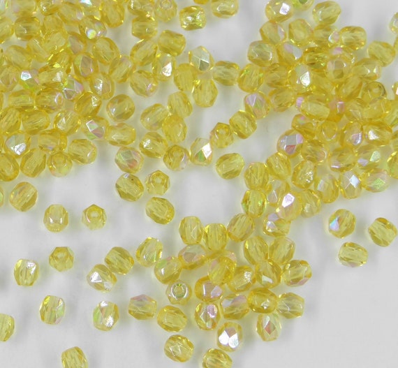 50 facettes 4mm topaz ab verre de bohème