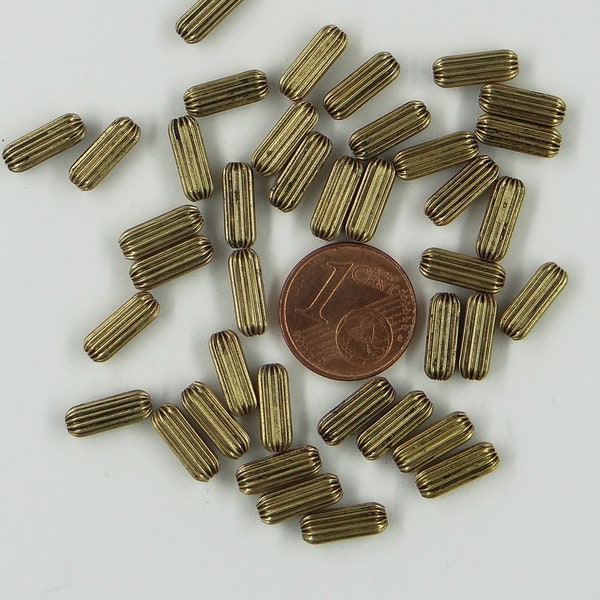 504200 *** 20 tubes gaufrés laiton vieil or 10x4mm fabrication italienne(Menoni)