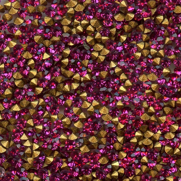 451076 ** 80 strass anciens fond conique 1,3mm FUCHSIA