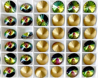1122 12 VM * 2 Swarovski crystal stones rivoli 1222 12MM VITRAIL MEDIUM