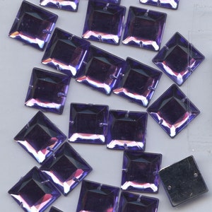 PC44 *** 30 Acrylic sewing stones SQUARE 14mm PURPLE
