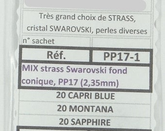 MIX PP17-1: 60 strass Swarovski base conica PP17 (2,35mm) MIX 3 colori