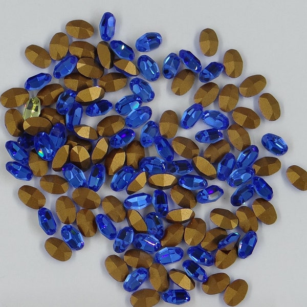 4100 6x4 SA : 12 Swarovski rhinestones point back oval 4100 6x4mm SAPPHIRE