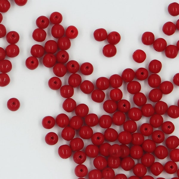 V5 10 *** 80 perles verre de Bohême 5 mm ROUGE