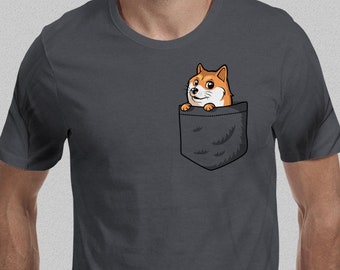 Pocket Doge T-Shirt - Dogecoin Shirt / Men's Shibe T-Shirt Shiba Inu / Funny Doge Meme Cute Doge Tee / Funny Meme Graphic T-shirt