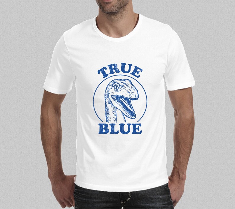 True Blue Jurassic World Inspired Raptor TShirt Men's Etsy