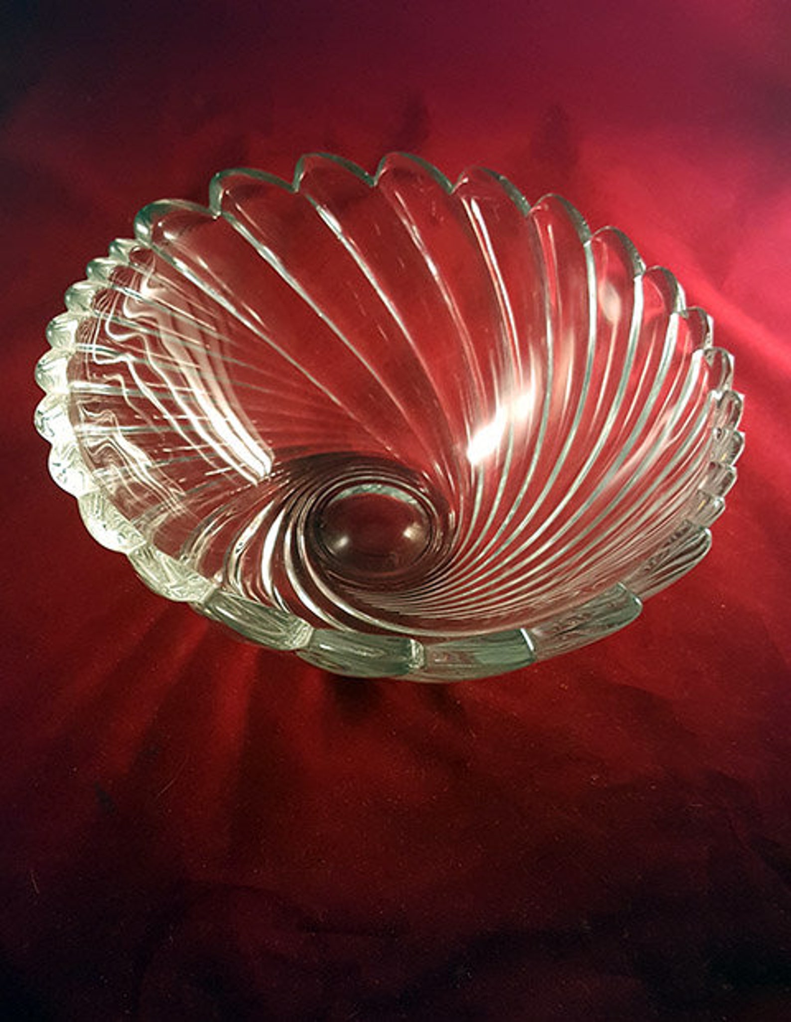 Heavy Large Clear Lead Crystal Swirl Serving Bowl Crystal Etsy