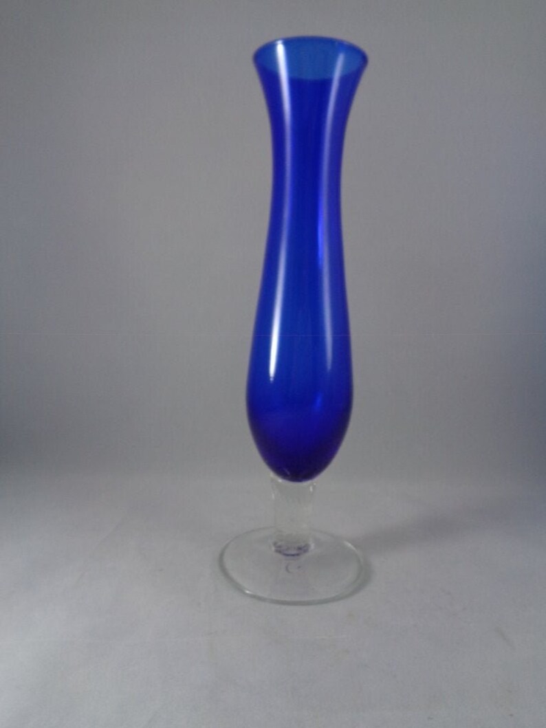 Dark Blue Glass Vase by Designs Etsy