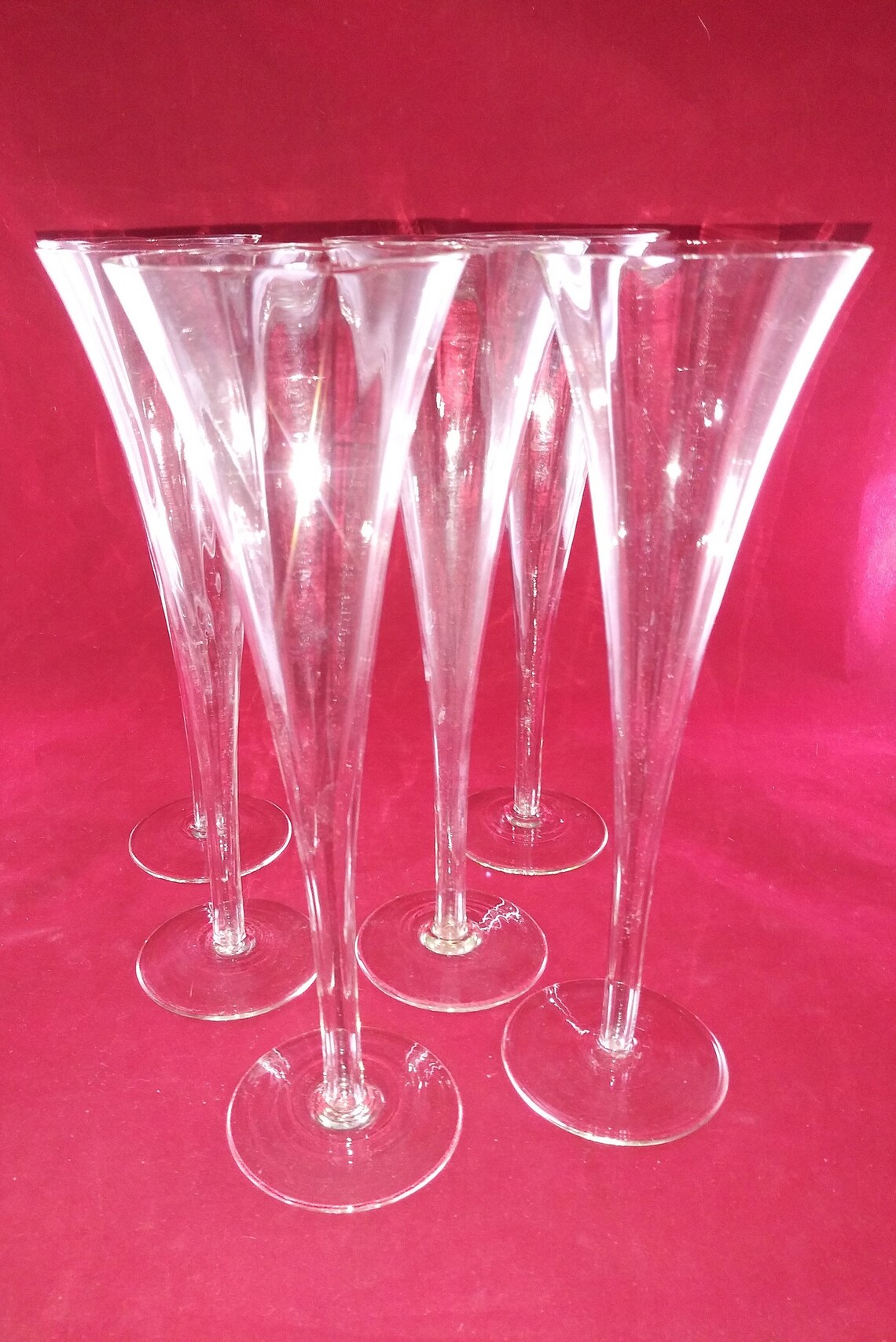 Hollow Stem Champagne Flutes Optic Ribbed Etsy