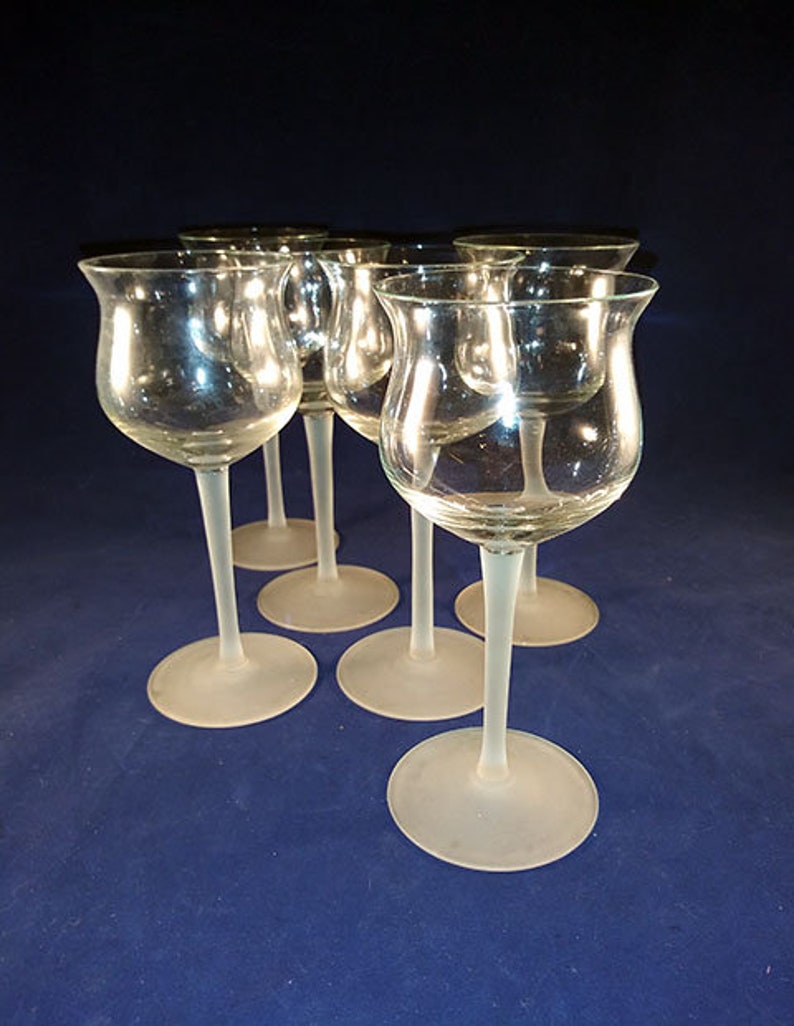 Tulip Wine Glasses With White Stems Set of 6 Etsy