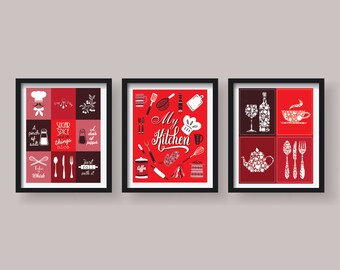 red kitchen decor red kitchen wall art kitchen prints kitchen art red kitchen poster set set of 3 prints red dining room decor funny prints - Red Kitchen Decor red kitchen decor red kitchen wall art kitchen prints kitchen art red kitchen poster set set of 3 prints red dining room decor funny prints - Red Kitchen Decor
