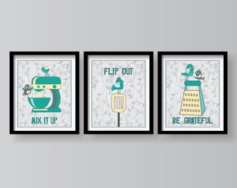 gray turquoise kitchen decor kitchen wall art kitchen prints kitchen decoration kitchen wall art set of 3 prints dining room wall art - Turquoise Kitchen Decor gray turquoise kitchen decor kitchen wall art kitchen prints kitchen decoration kitchen wall art set of 3 prints dining room wall art - Turquoise Kitchen Decor