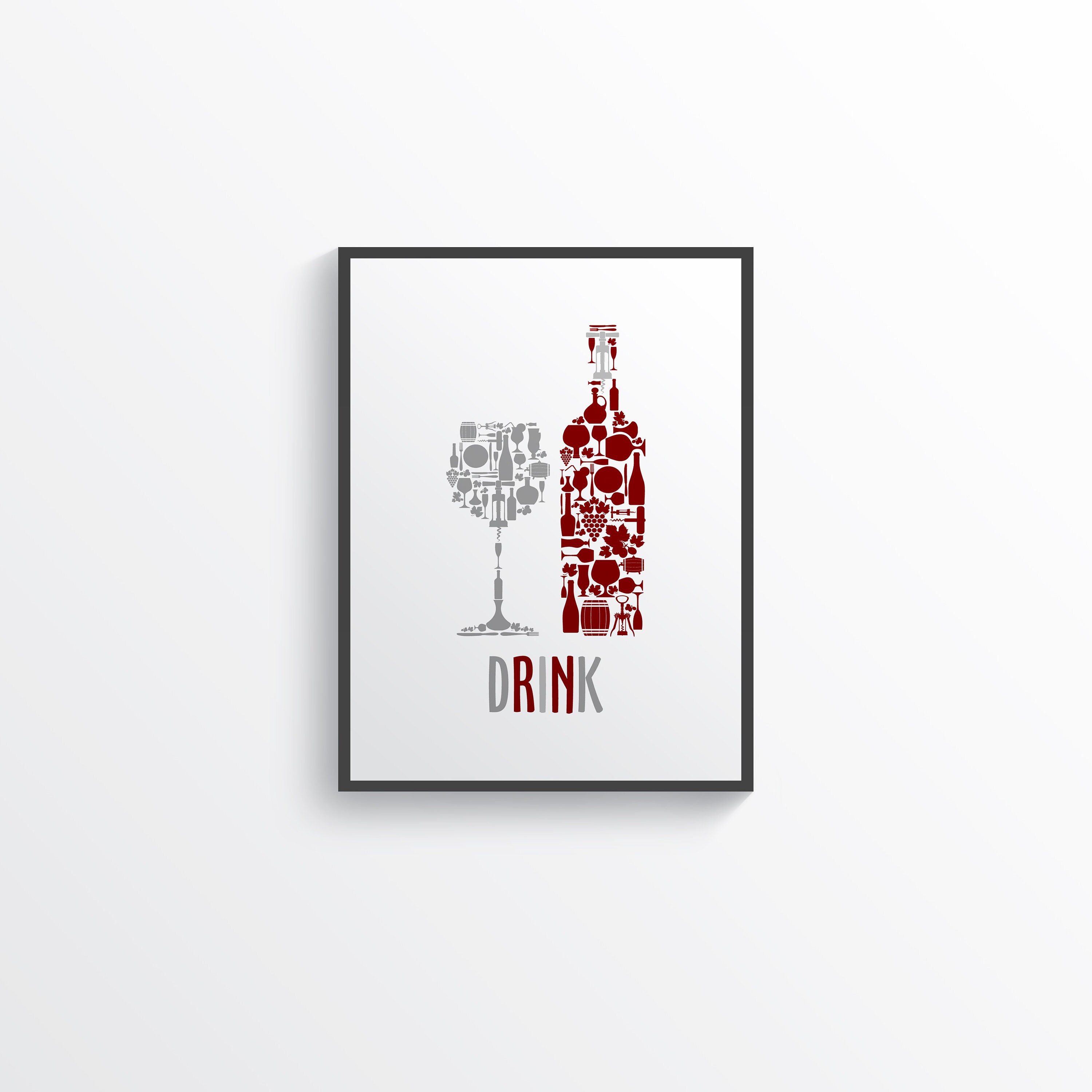 Gray Dark Red Kitchen Wall Decor Dark Red Kitchen Wall Art Etsy