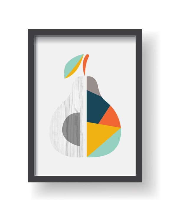 Modern Geometric Decor Modern Fruit Kitchen Wall Art Modern Etsy