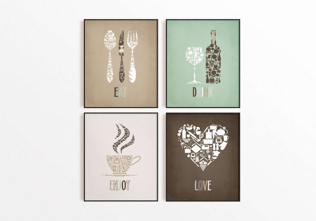 Kitchen Wall Decor Kitchen Wall Art Kitchen Prints Eat Etsy