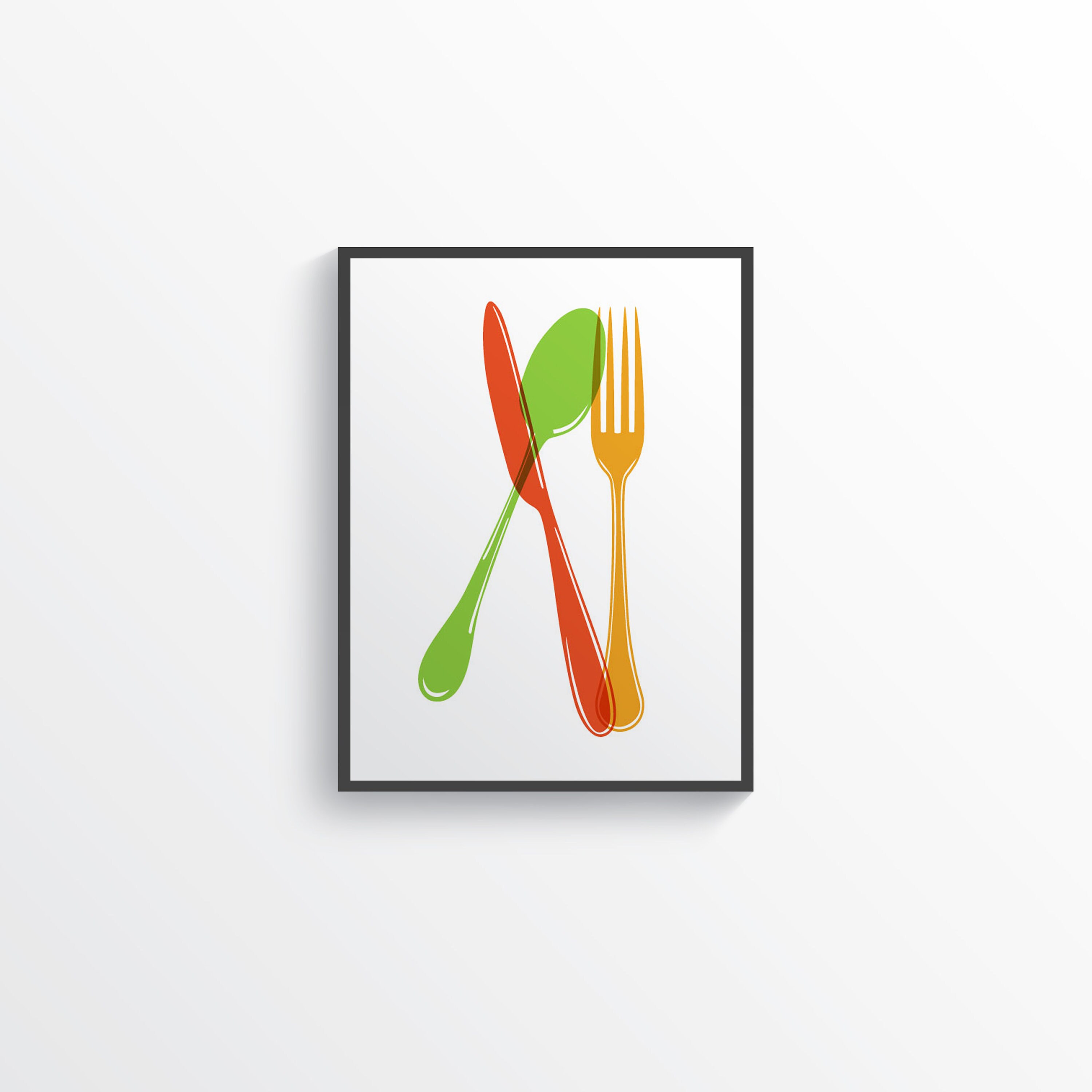 5 Set Modern Colorful Kitchen Decor Print Set Kitchen Wall Etsy