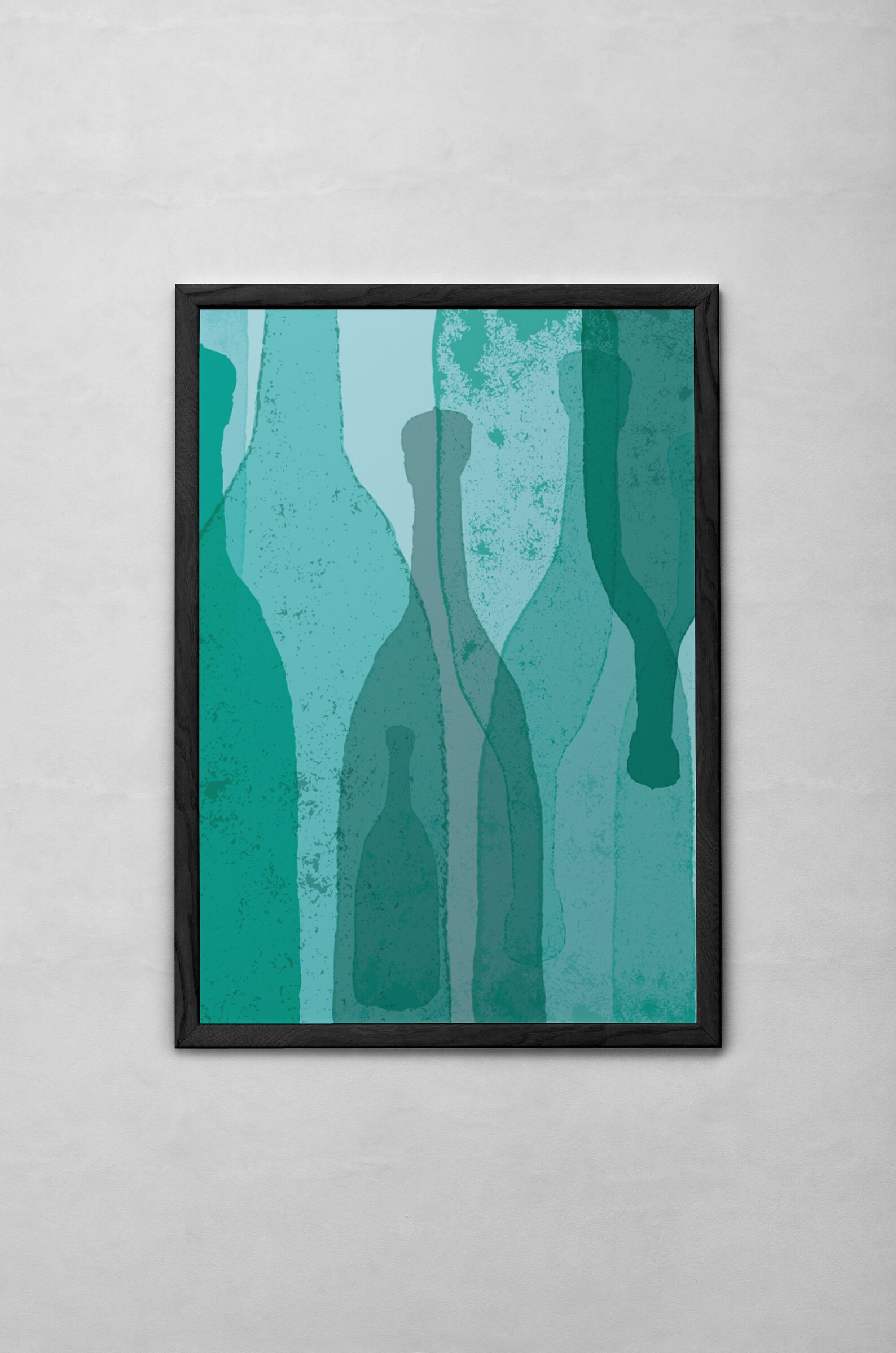 Teal Wine Decor Wine Print Wine Poster Wine Bottles Art Wine Etsy