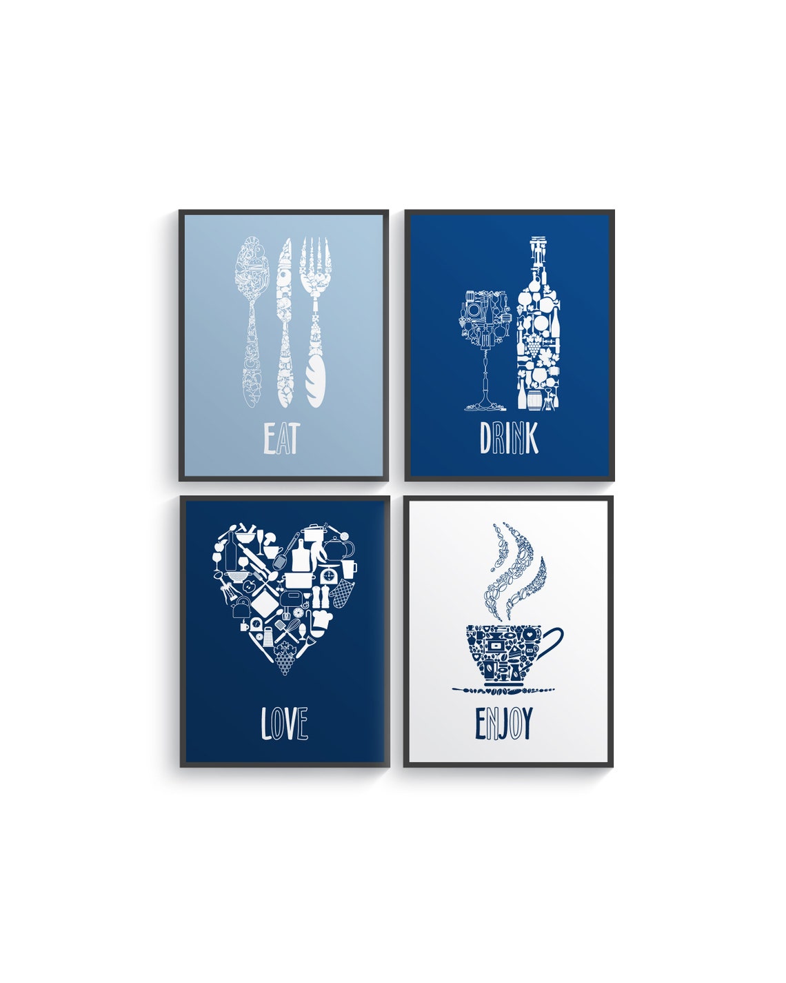 White Blue Kitchen Wall Decor Blue Kitchen Wall Art Kitchen Etsy