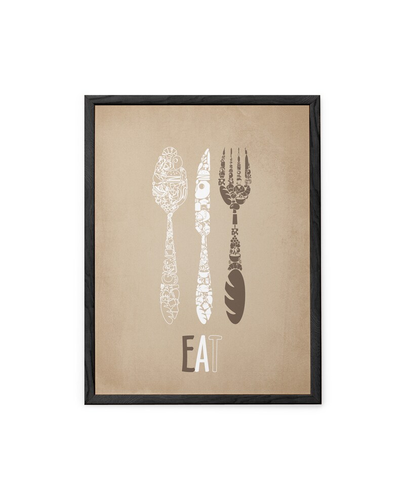 Brown Gray Wall Art Kitchen Decor Kitchen Wall Art Brown Etsy