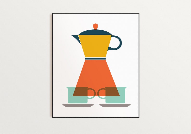 Mid Century Kitchen Decor Kitchen Wall Art Kitchen Posters Etsy