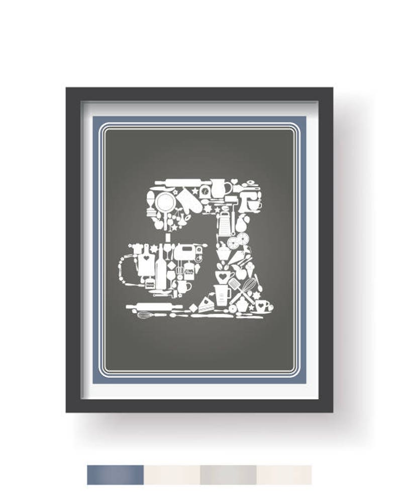 Blue Gray Kitchen Wall Art Kitchen Wall Decor Kitchen Decor Etsy