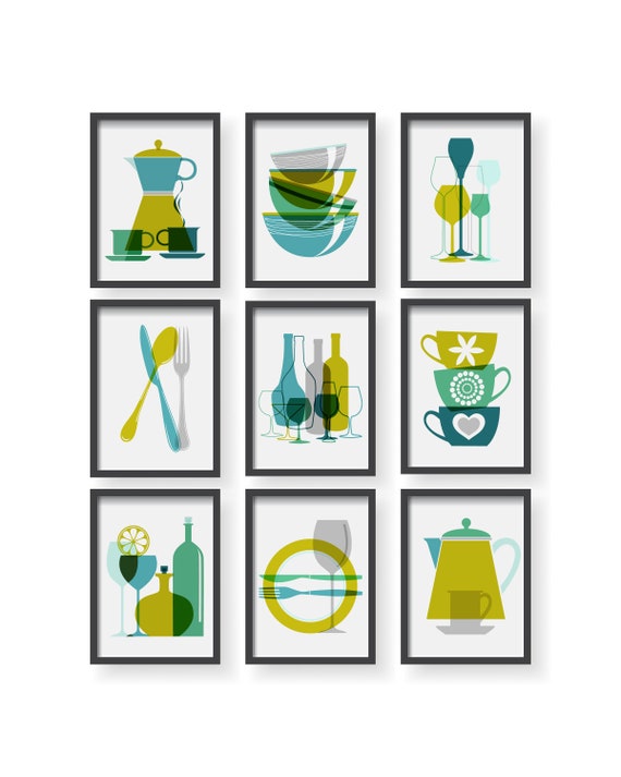 Mint Kitchen Print Dining Room Wall Art Modern Kitchen Art Etsy