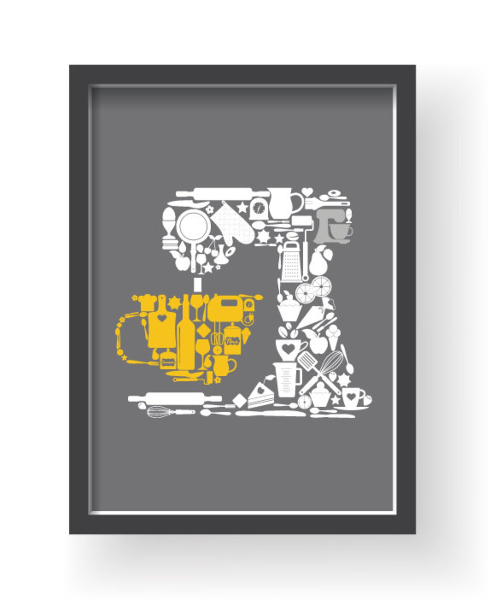 Mustard Yellow Gray Kitchen Wall Decor Kitchen Wall Art Etsy