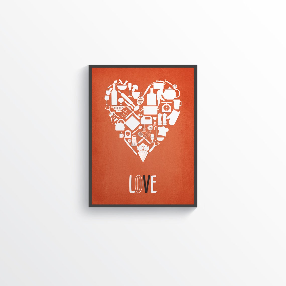 Orange Gray Wall Art Kitchen Decor Kitchen Wall Etsy