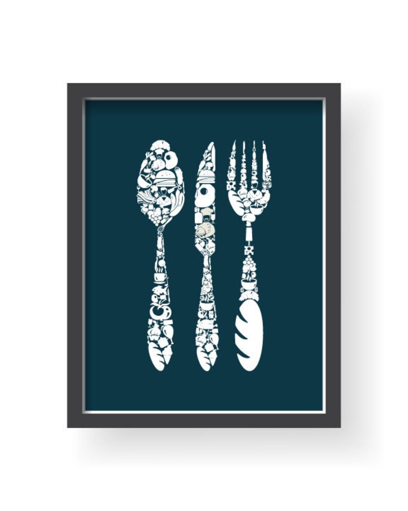 Red Blue Kitchen Wall Decor Yellow Gray Kitchen Wall art Red Etsy