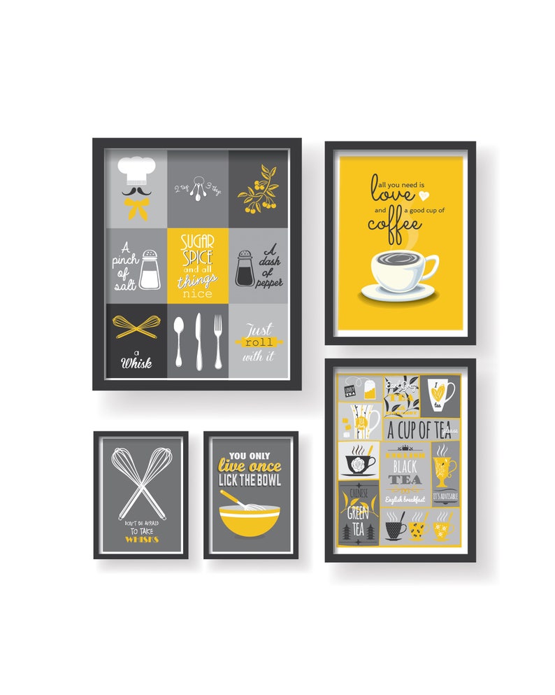 Dining Room Wall Art Modern Kitchen Art Yellow Kitchen Etsy