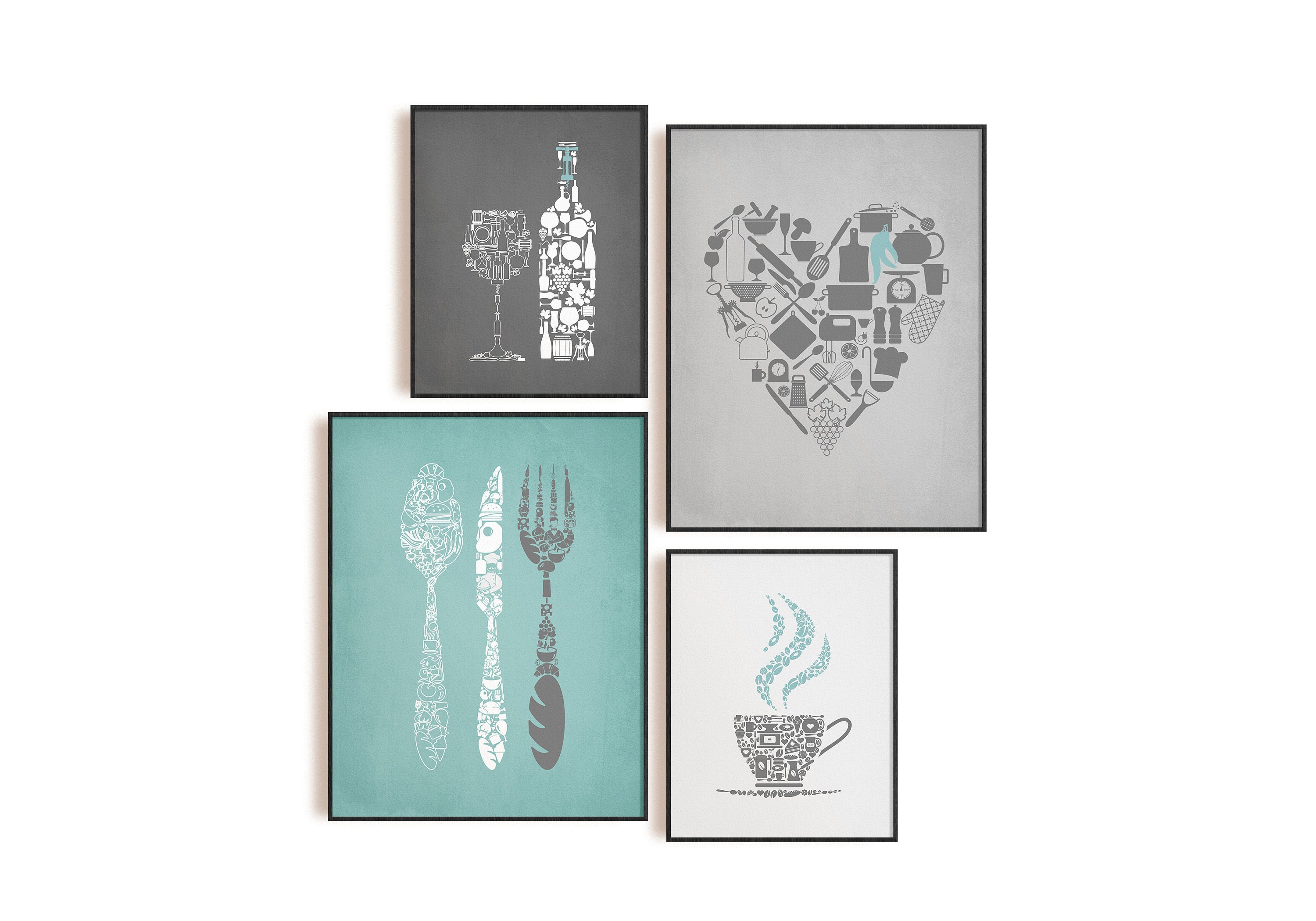 Green blue Gray Kitchen Wall Decor Gray Kitchen wall art Etsy