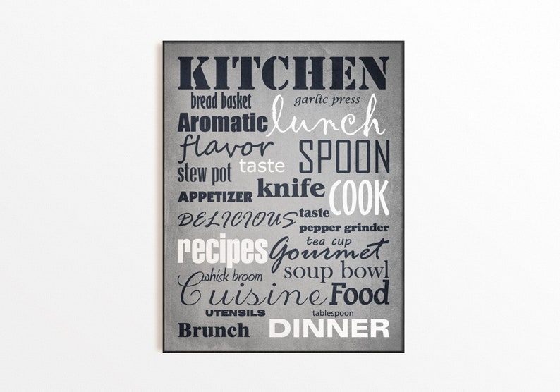 Dark Blue Kitchen Wall Decor Navy Kitchen Wall Art Prints Etsy