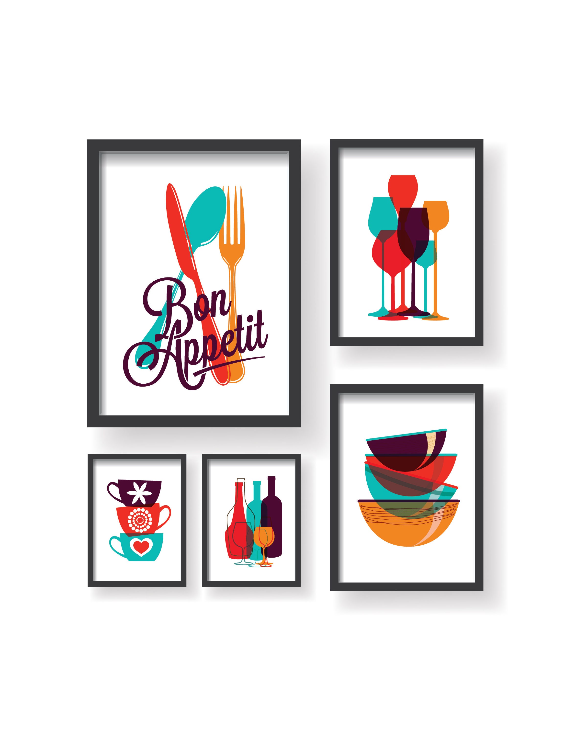 Modern Colorful Kitchen decor - Kitchen wall art - Kitchen prints - Kitchen art - Dine room wall decor - Kitchen poster - Unframed