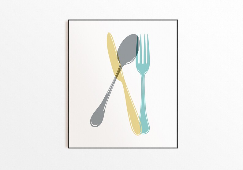 Light Teal Yellow Kitchen Wall Art Yellow Kitchen Prints Etsy