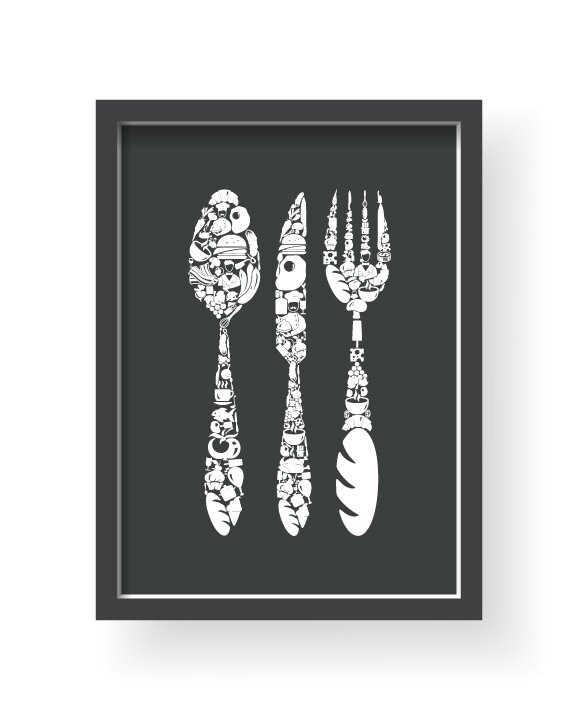 Mint Gray Black Modern Kitchen Wall Art Mint Dining room Etsy