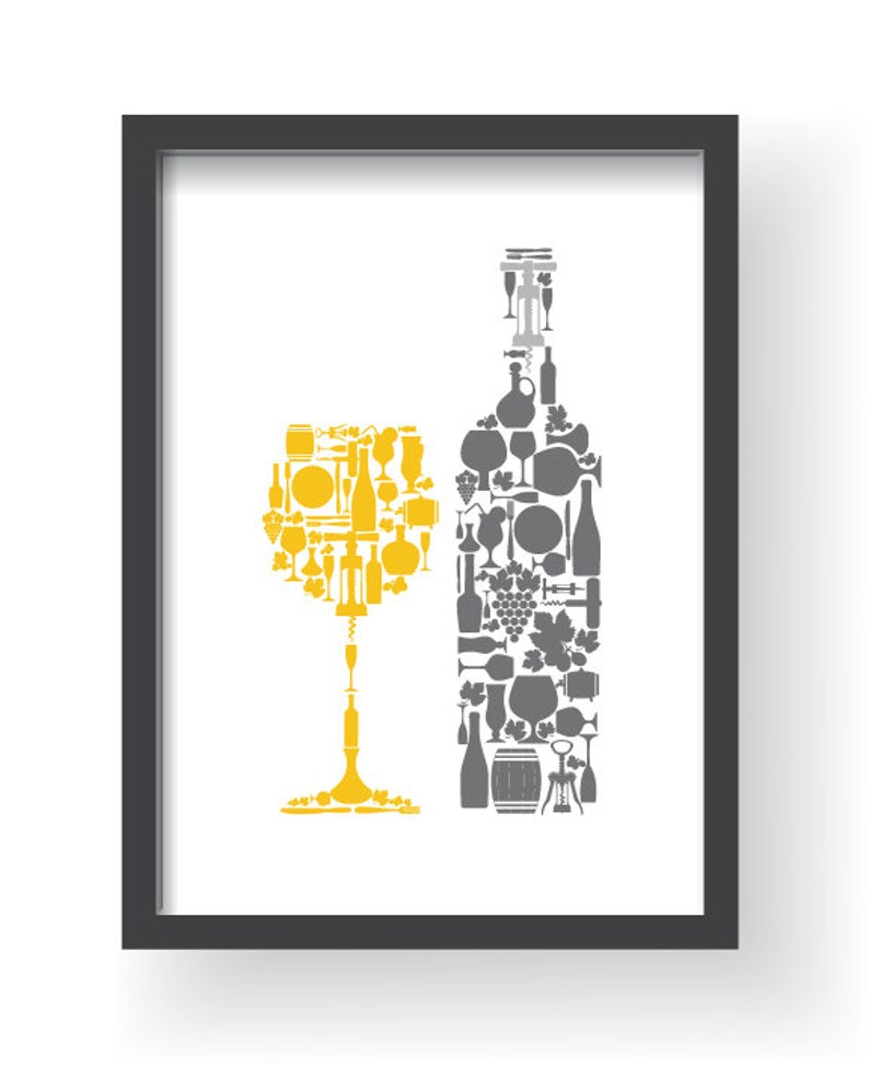 Mustard Yellow Gray Kitchen Wall Decor Kitchen Wall Art Etsy