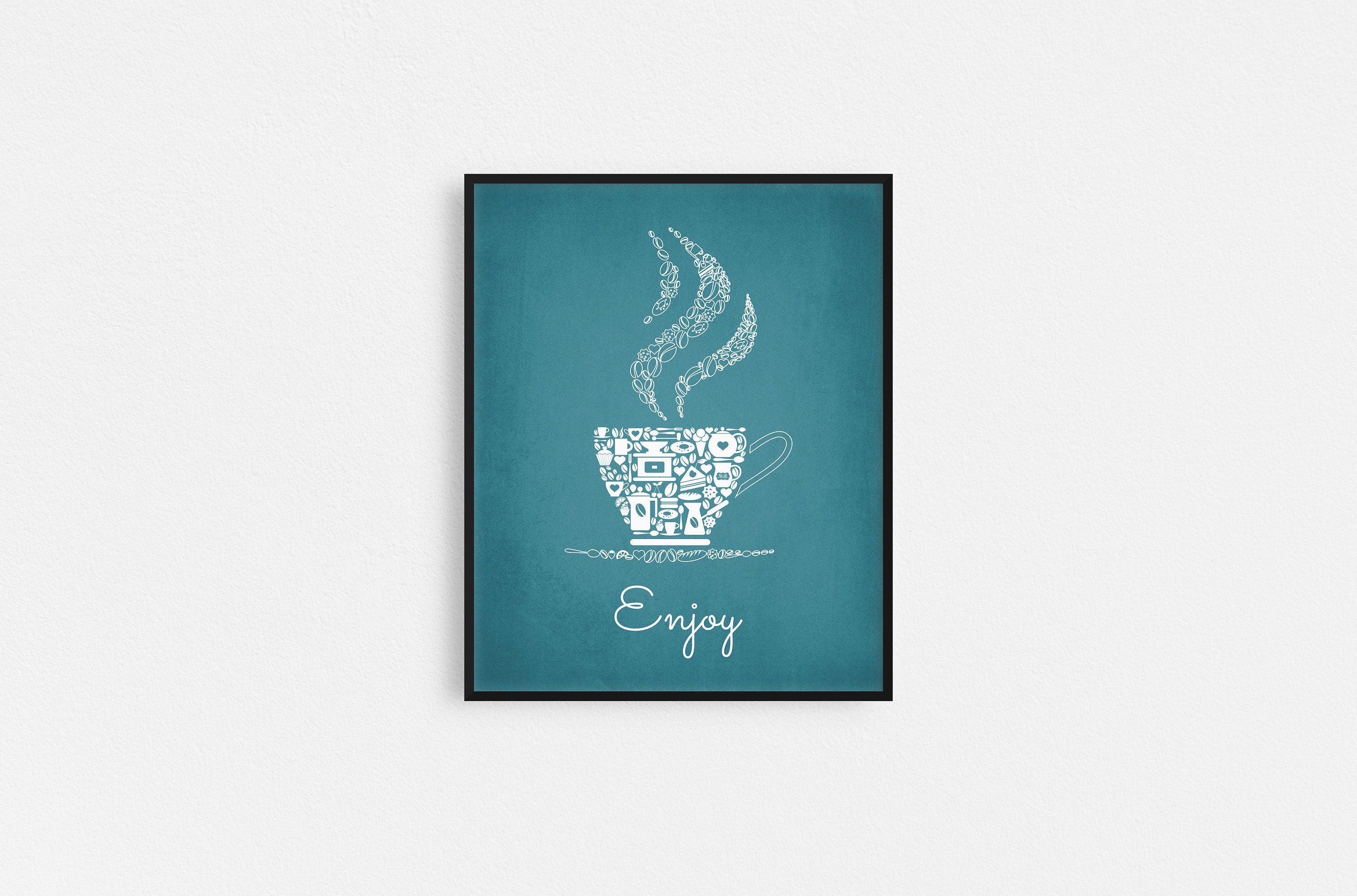 Yellow Teal Gray Kitchen Wall Decor Teal Gray Kitchen Wall Etsy