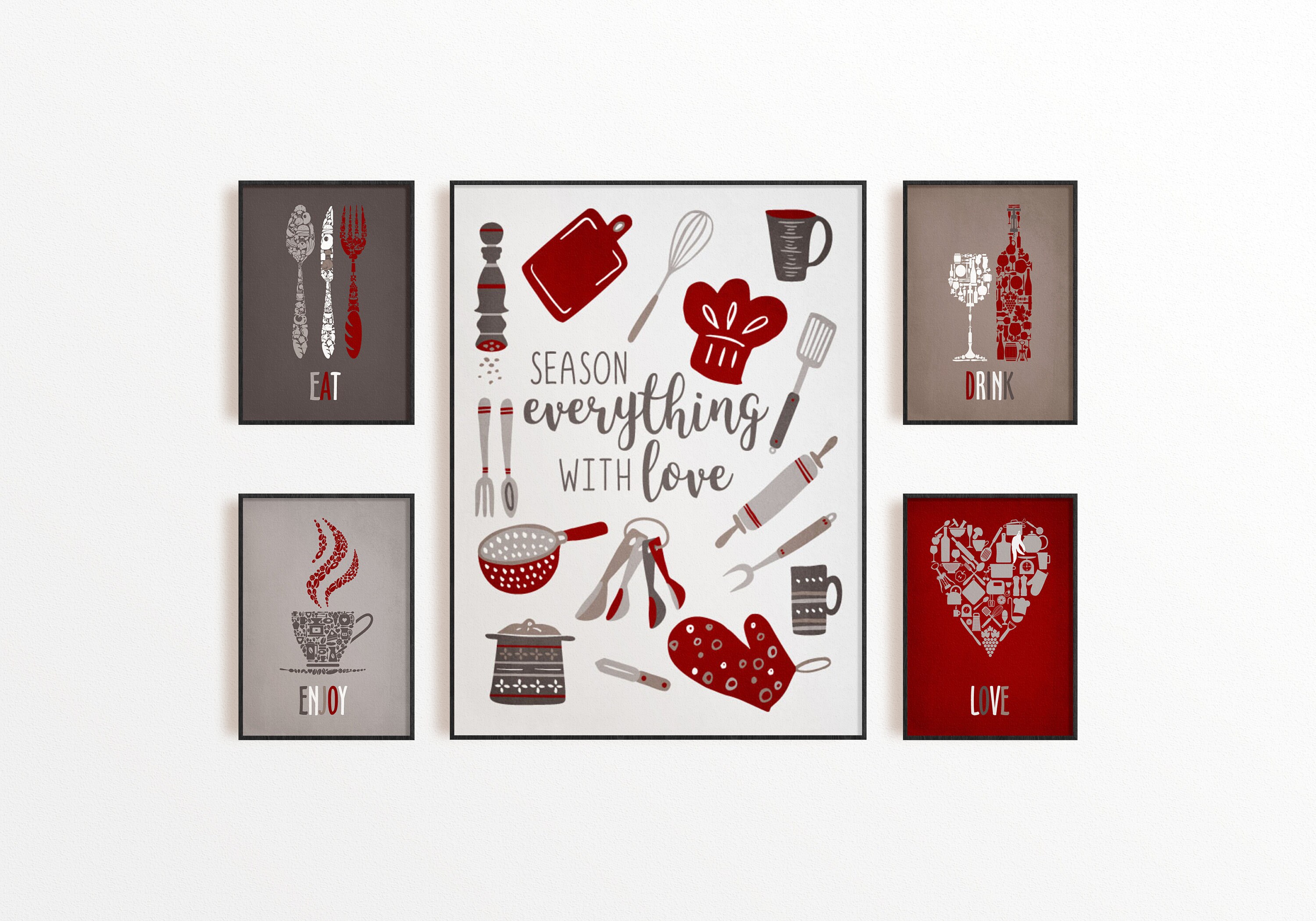 Red and brown Kitchen Wall Decor Kitchen wall art Red Etsy