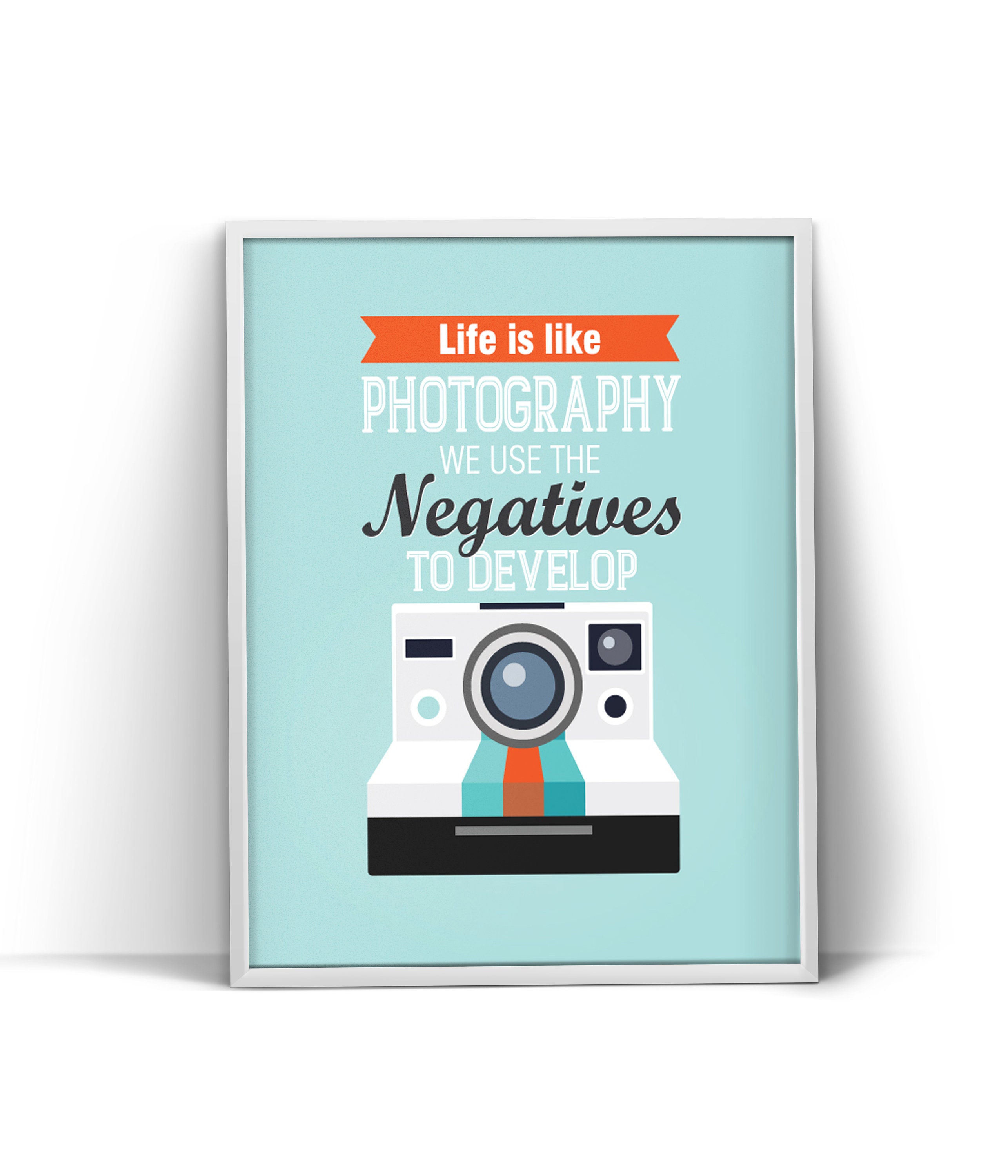 Life Is Like A Camera Inspirational Photography Quote Black /& White Poster Photo