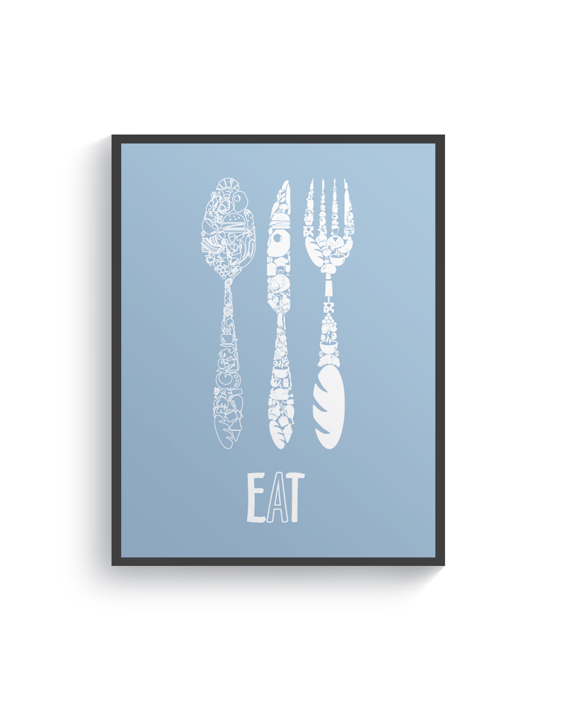 White Blue Kitchen Wall Decor Blue Kitchen Wall Art Kitchen Etsy