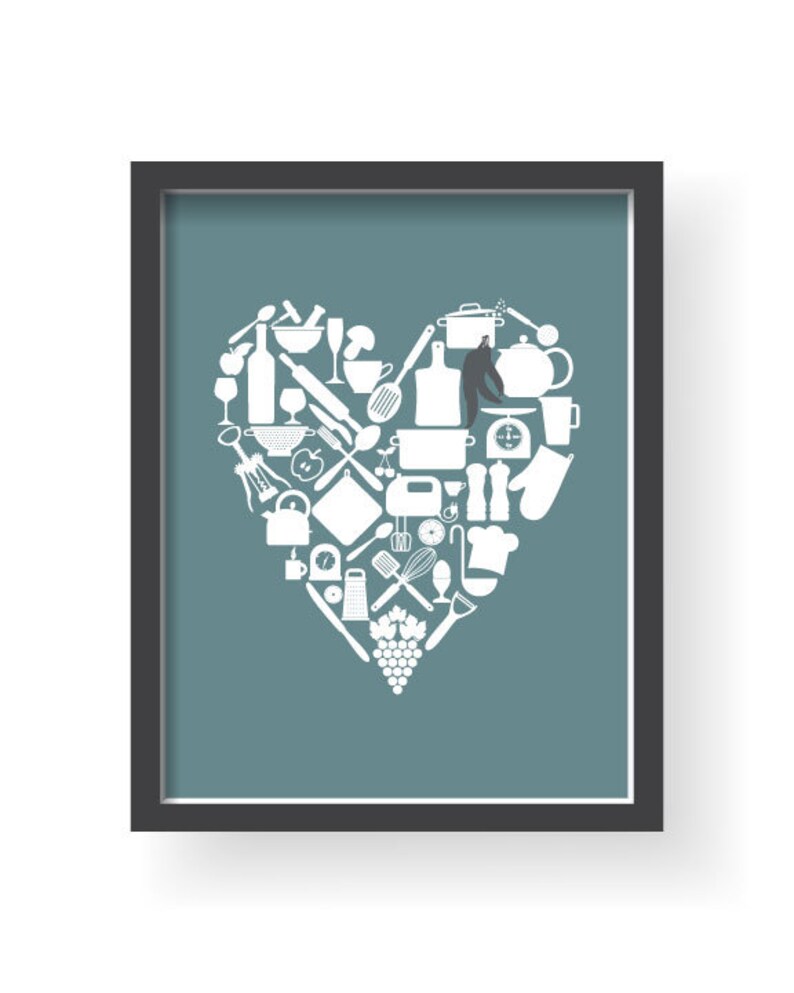 Cadet Blue Kitchen Wall Decor Blue Gray Kitchen Wall art Etsy