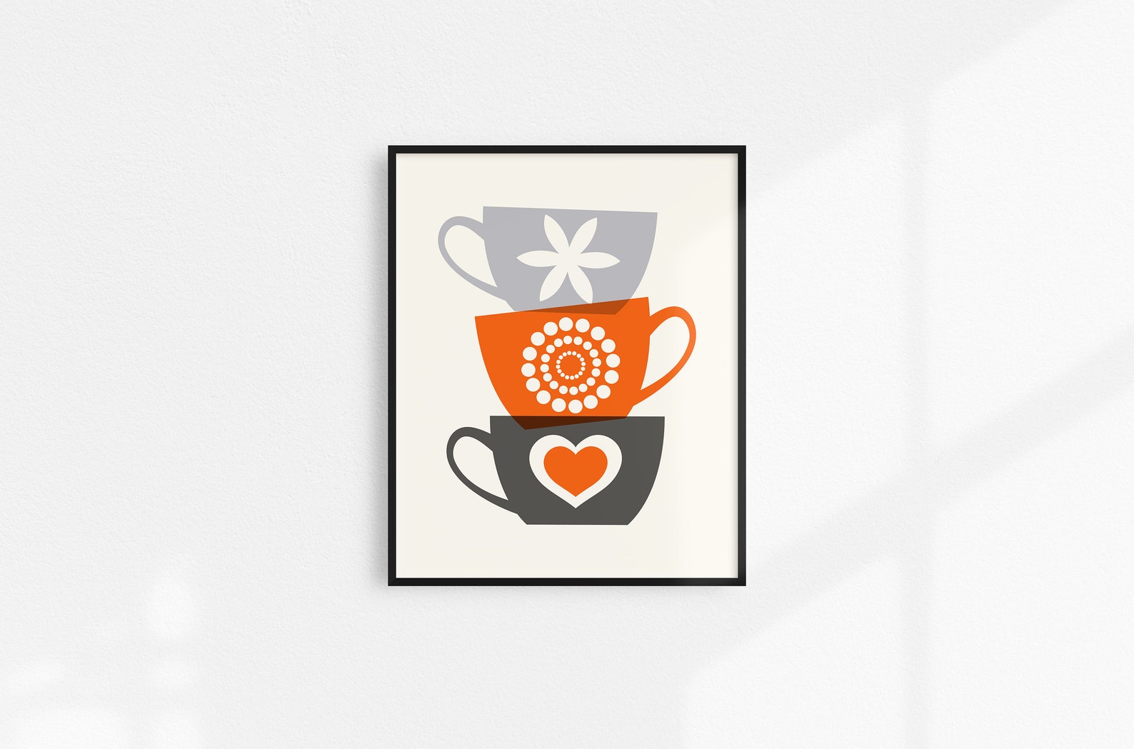 Orange Kitchen Wall Art Orange Gray Kitchen Prints Modern Etsy