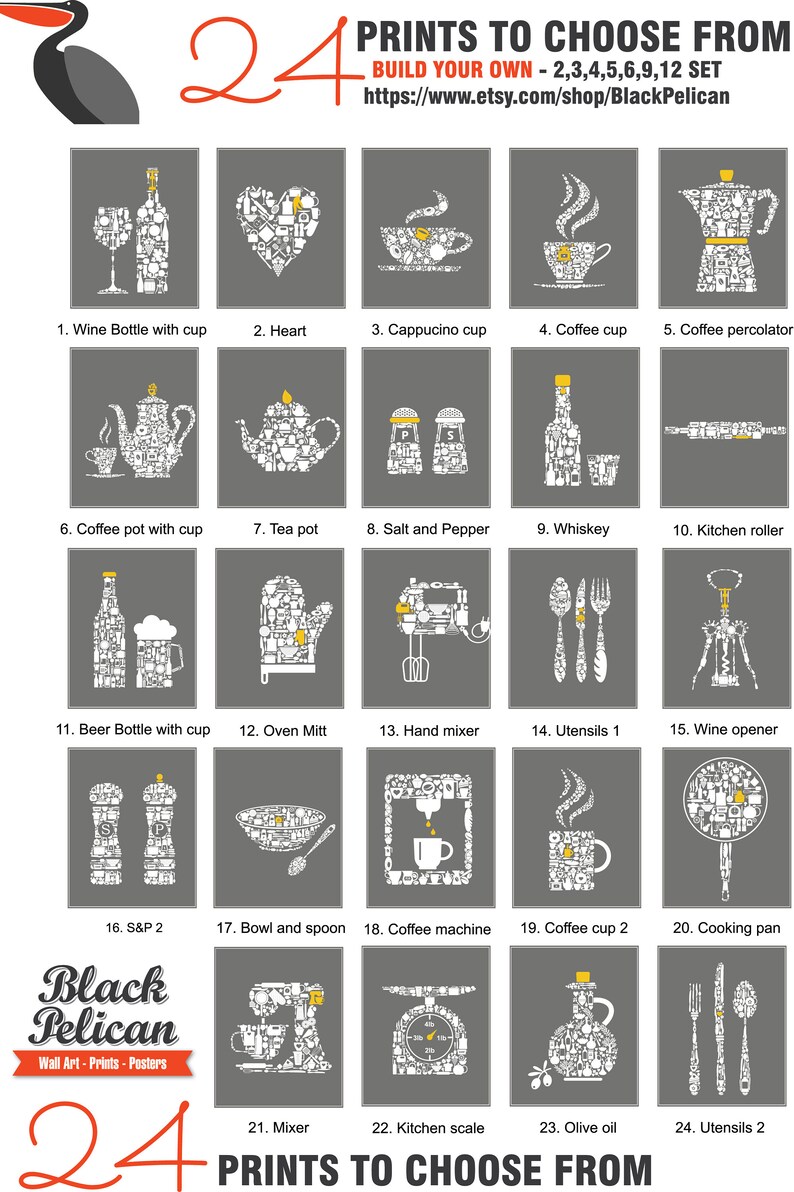 Dining room wall art Kitchen decor Kitchen wall decor Dinining room decor Modern Kitchen wall art Kitchen prints set