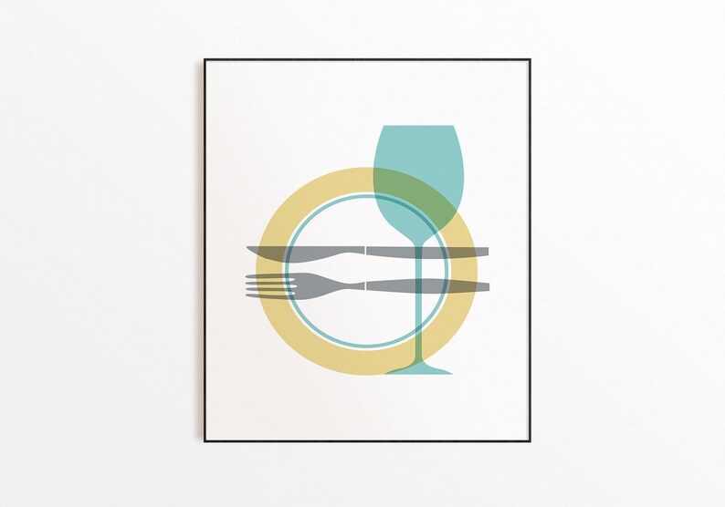 Light Teal Yellow Kitchen Wall Art Yellow Kitchen Prints Etsy