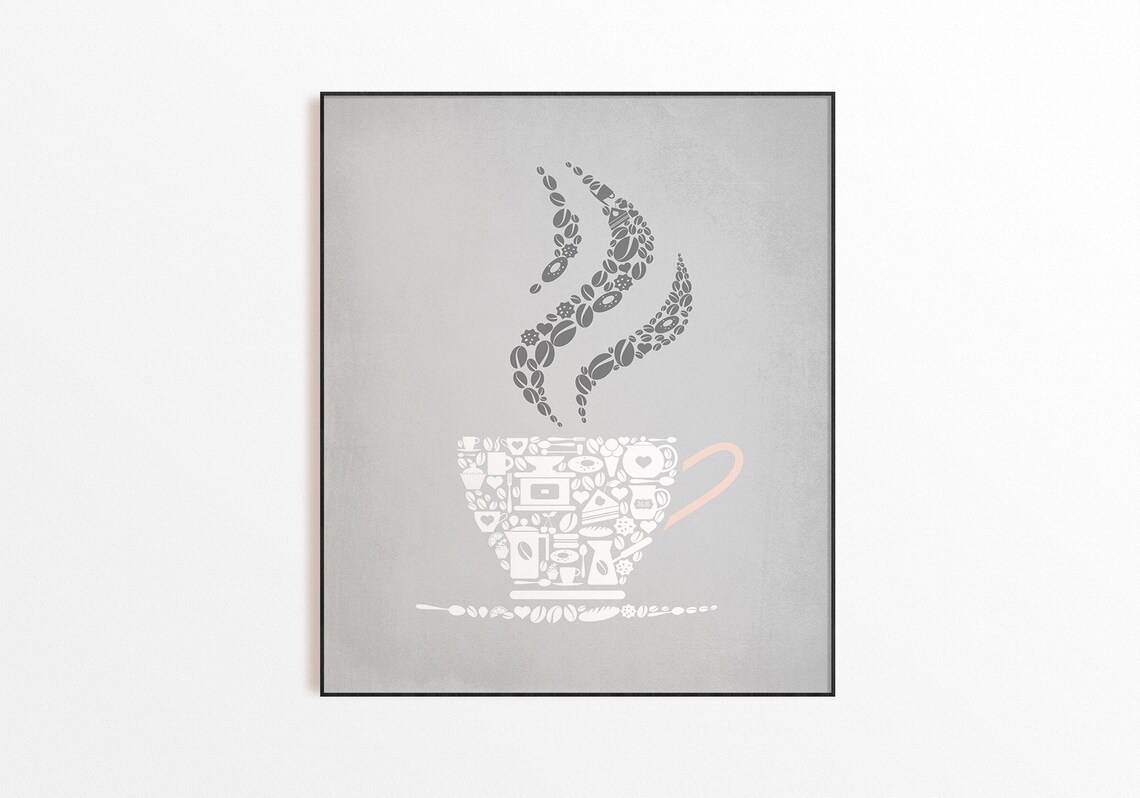 Pink Gray Kitchen Wall Decor Gray Kitchen Wall Art Pink Etsy