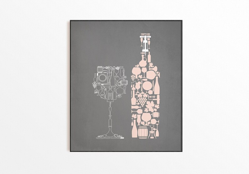 Pink Gray Kitchen Wall Decor Gray Kitchen Wall Art Pink Etsy