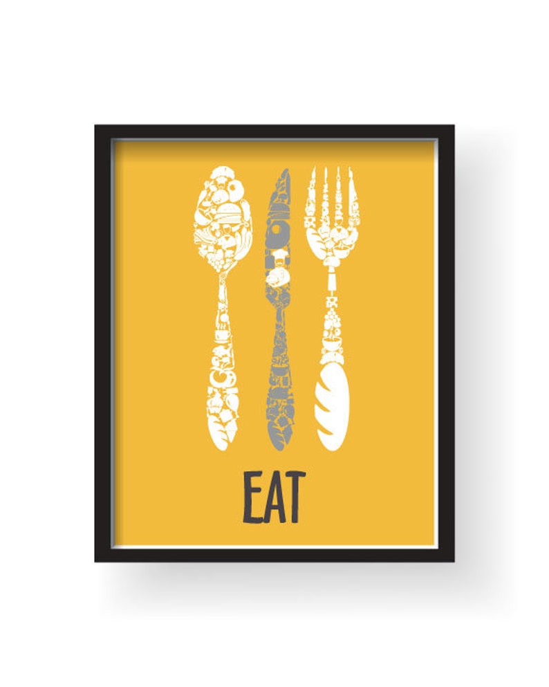 Yellow Gray Kitchen Wall Decor Yellow Gray Kitchen Wall art Etsy